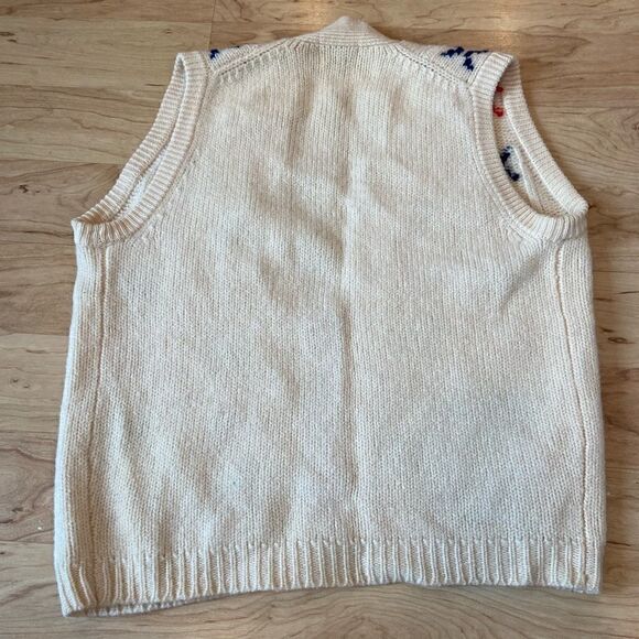Vintage Wayne Taylor 100% wool cream sweater vest cardigan - Picture 4 of 4